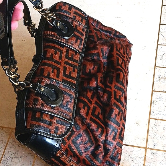 FENDI - Zucca Print calf/pony hair bag,Authentic, BRAND NEW-Vintage - Picture 10 of 16